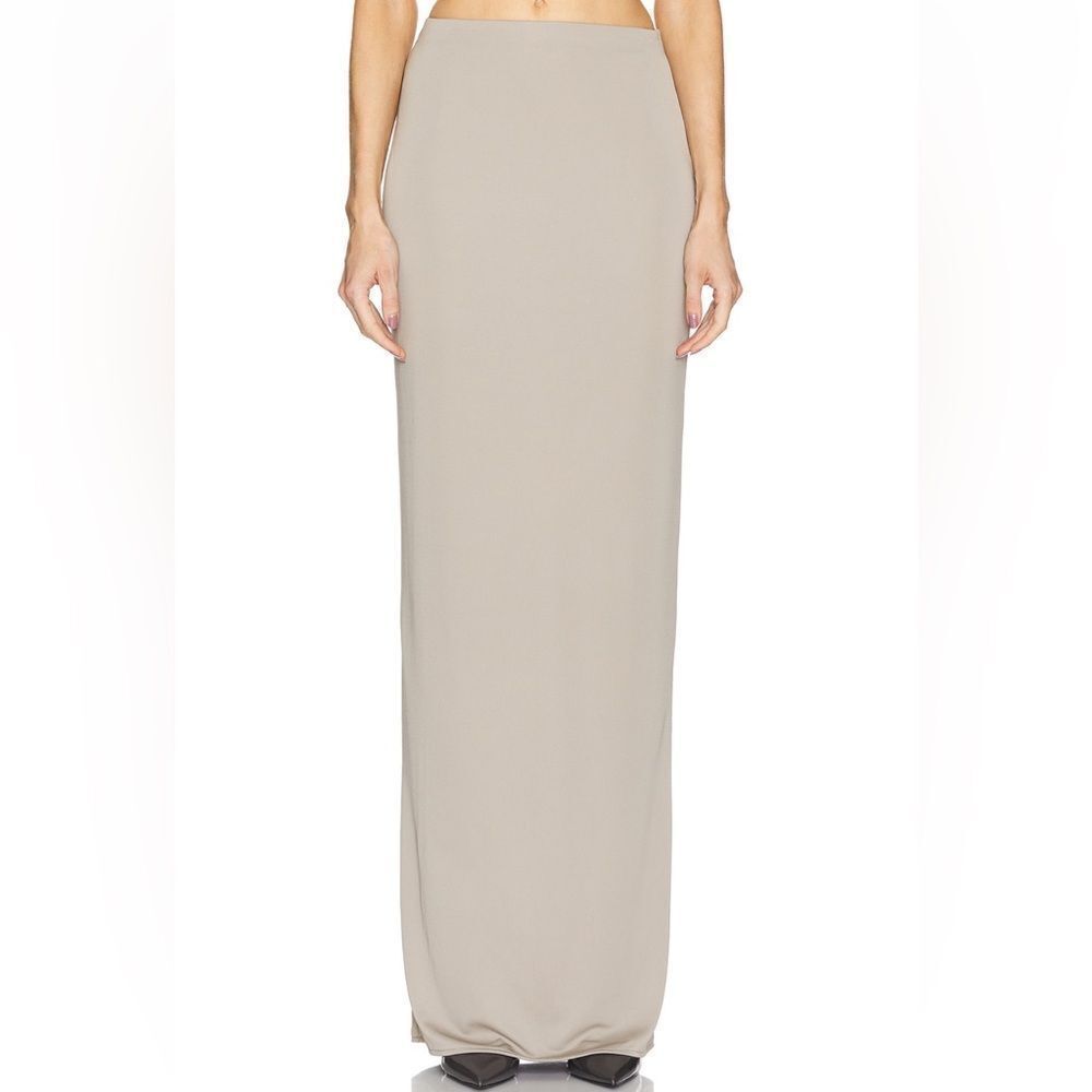 NEW HELSA Matte Jersey Slim Skirt in Oyster - Picture 5 of 13
